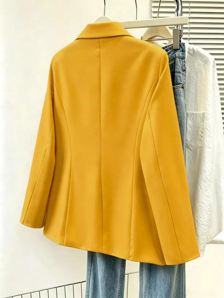 Single-breasted notch lapel blazer with flap pockets