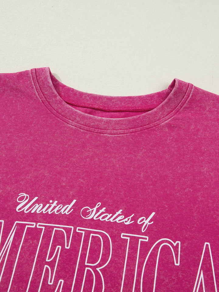 Mineral wash USA 1776 graphic oversized cotton tee