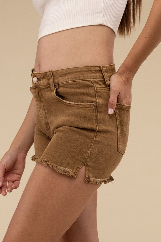 Riviera Acid Washed Frayed Cutoff Denim Shorts