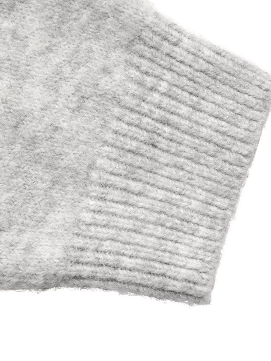 Brushed knit button-down cardigan with ribbed crew neck