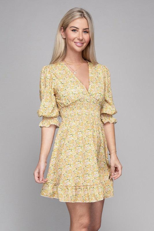 Smocked floral dress - Azoroh