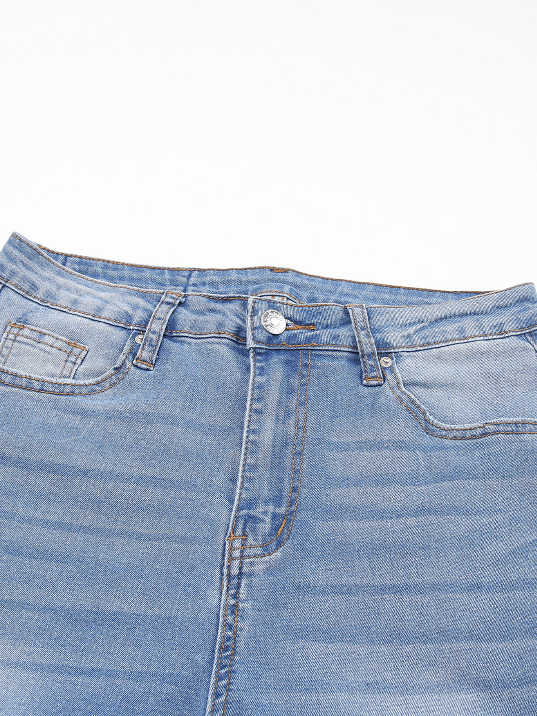 High-rise whiskered wash raw hem cropped jeans