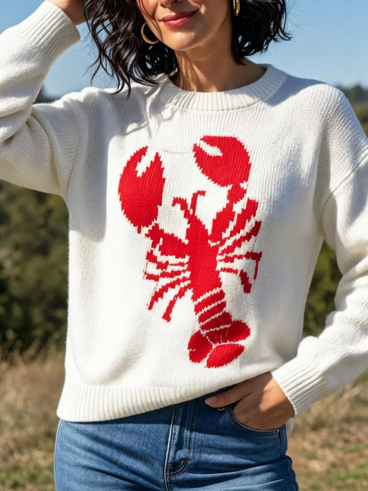 Off-white Lobster graphic crew neck knit pullover sweater