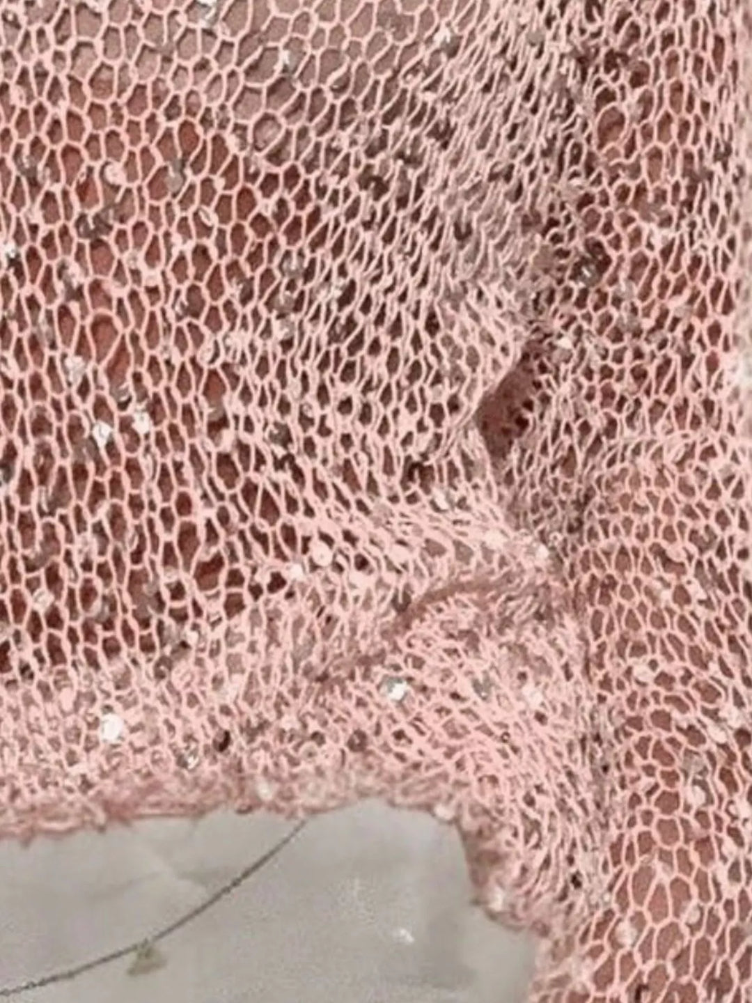 Sequin open-knit long sleeve cover-up pullover