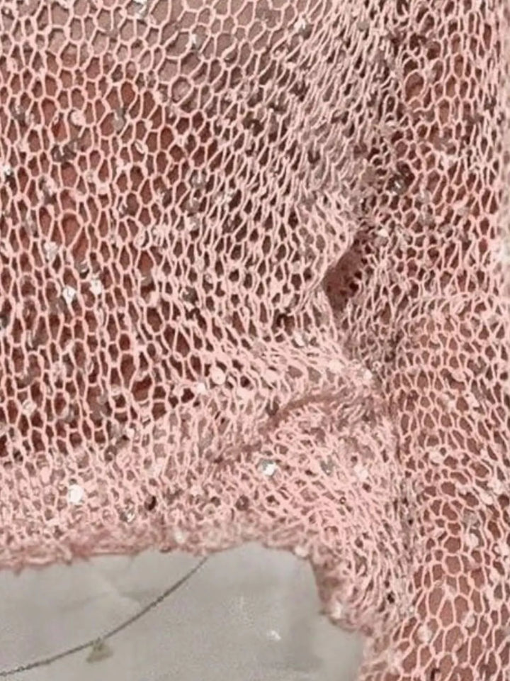 Sequin open-knit long sleeve cover-up pullover