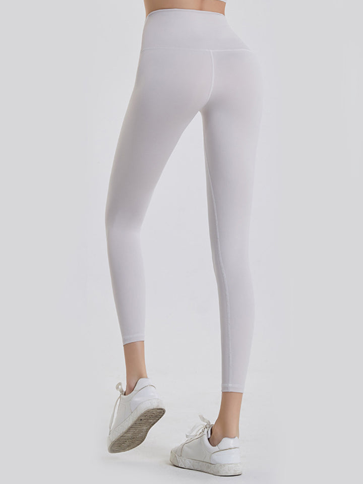 High-rise sports leggings with wide yoke waistband