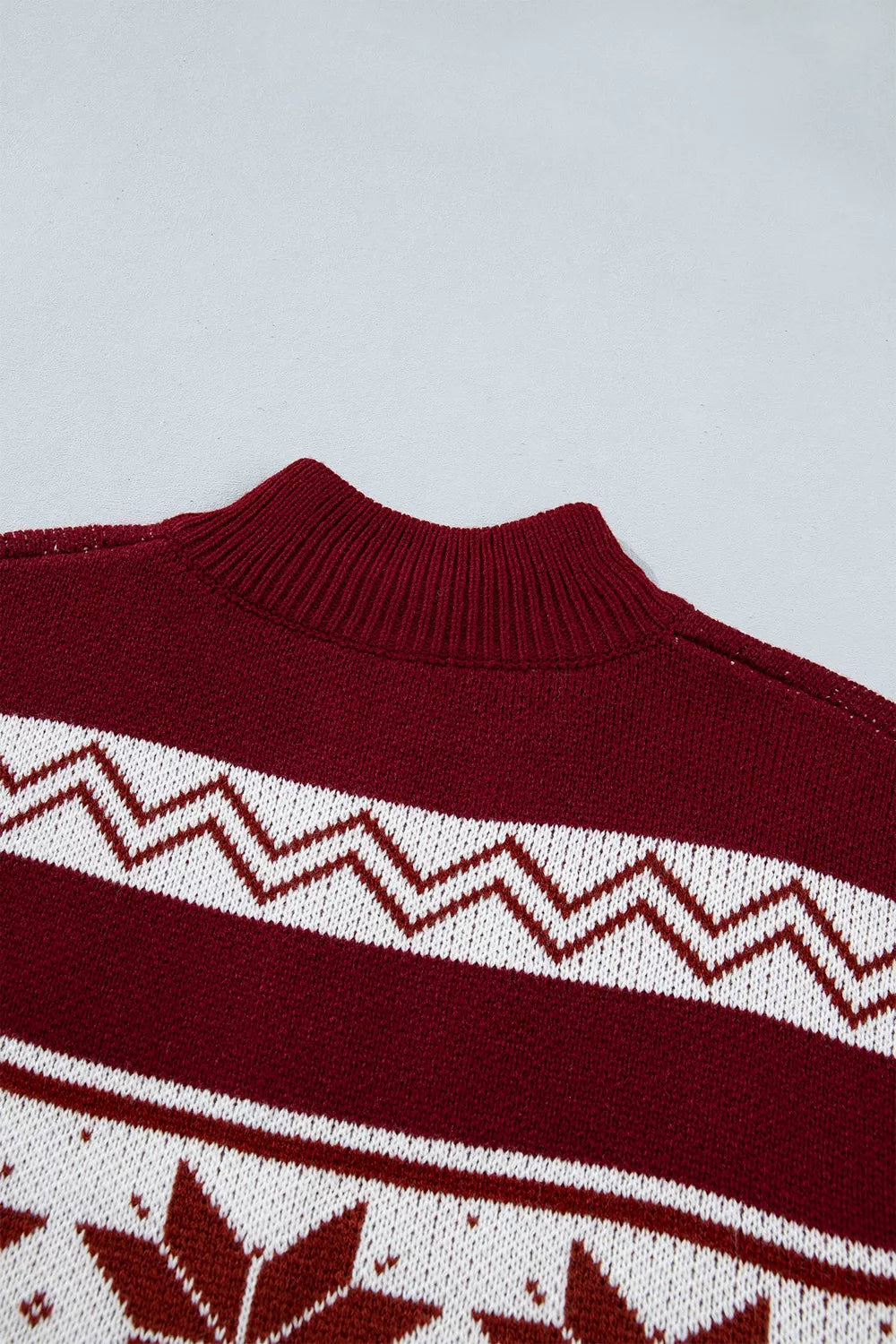 Snowflake Fair Isle zip-up knit cardigan with mock neck