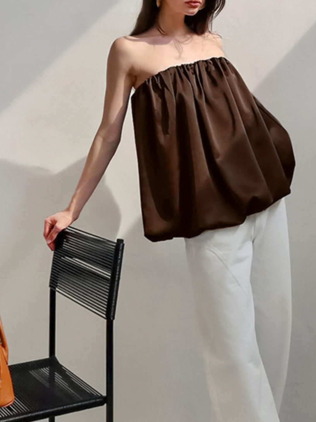 Flowy bubble hem strapless tube top