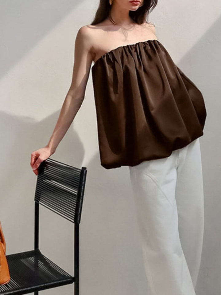 Flowy bubble hem strapless tube top