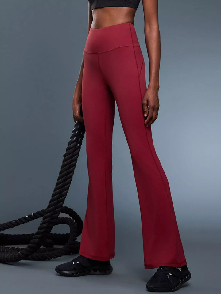 High-rise flare yoga pants with wide waistband