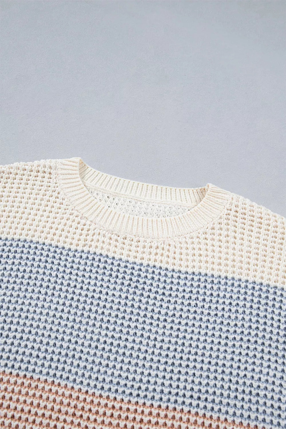 Color block waffle knit drop shoulder sweater