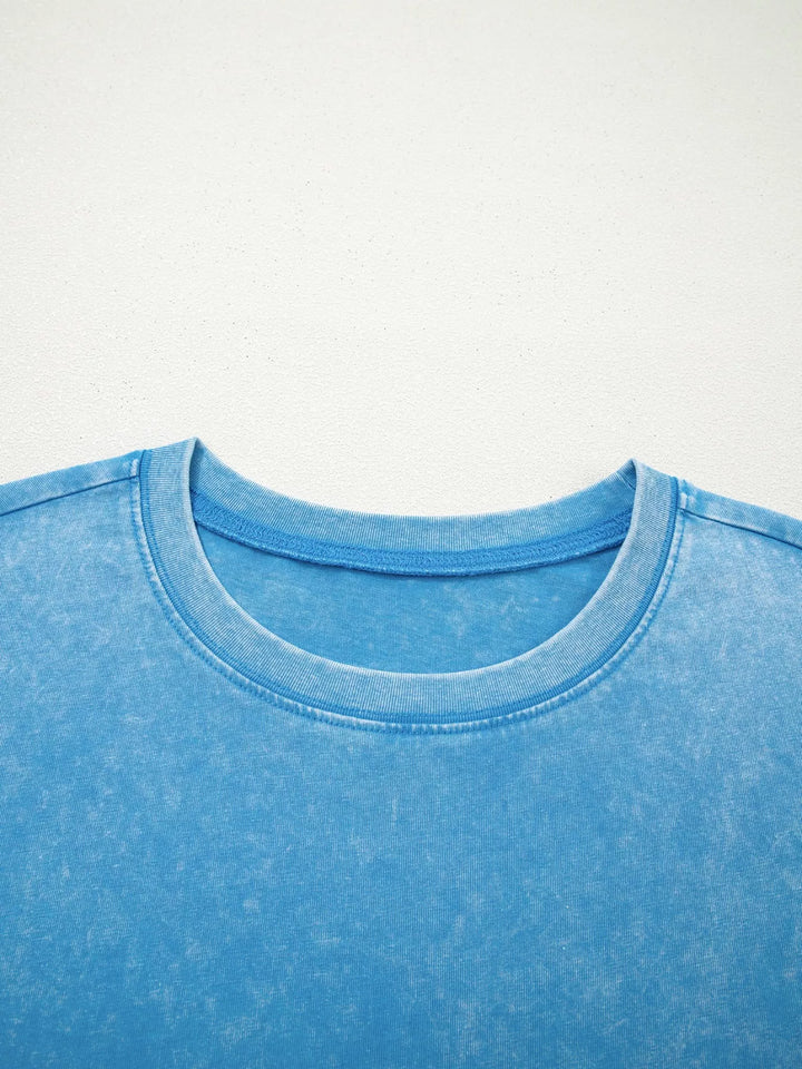 Mineral wash oversized drop-shoulder crew neck tee