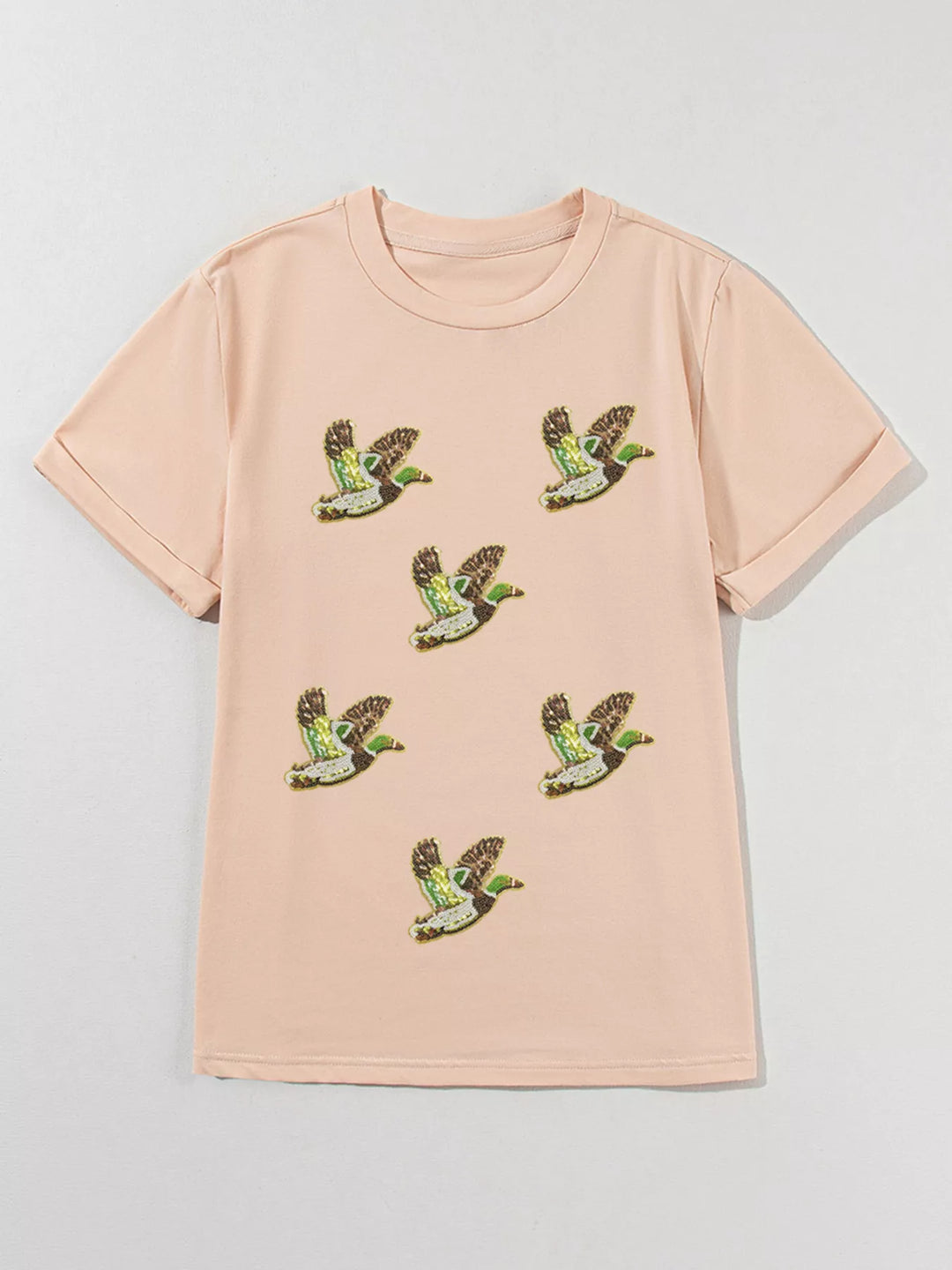 Sequin mallard duck patch short sleeve tee