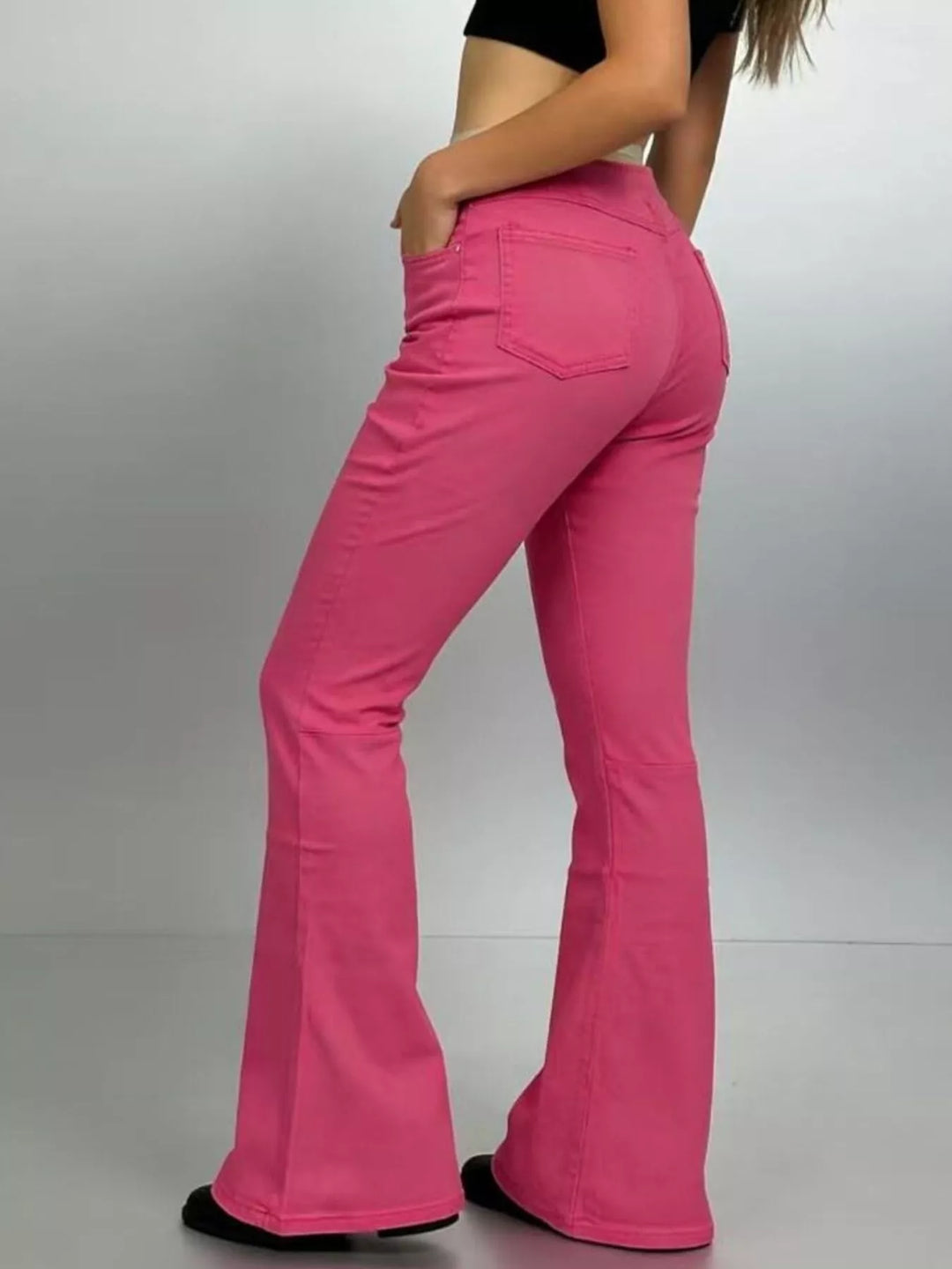 High-rise flare jeans with faded whiskering