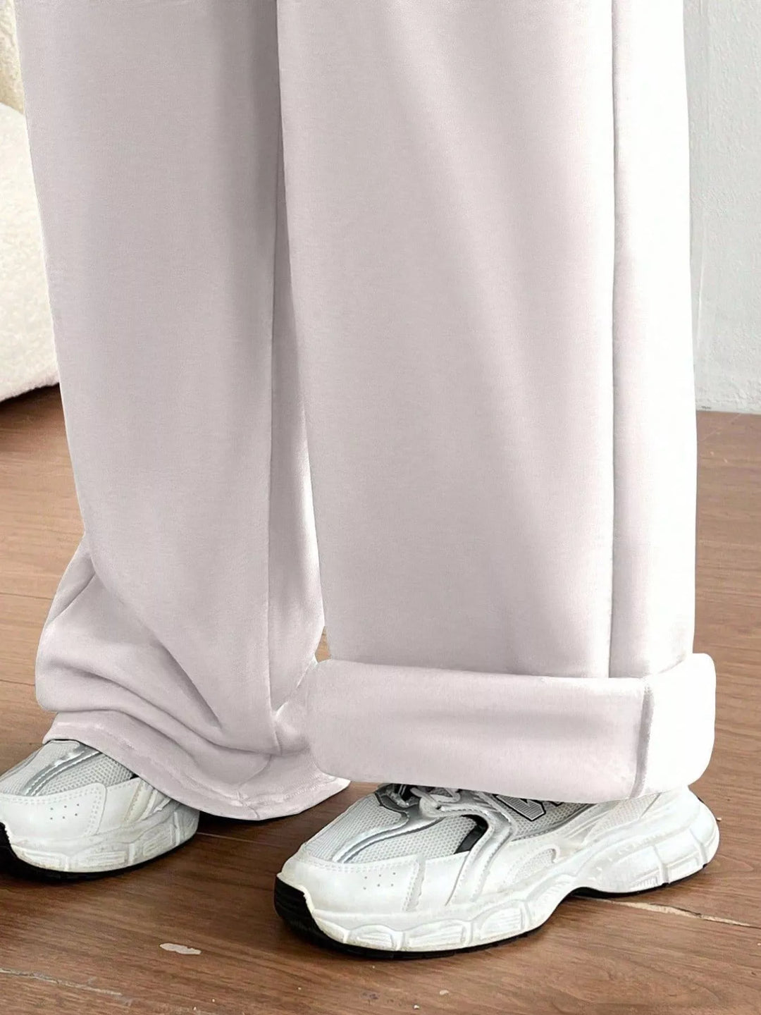 High-waist wide-leg drawstring sweatpants