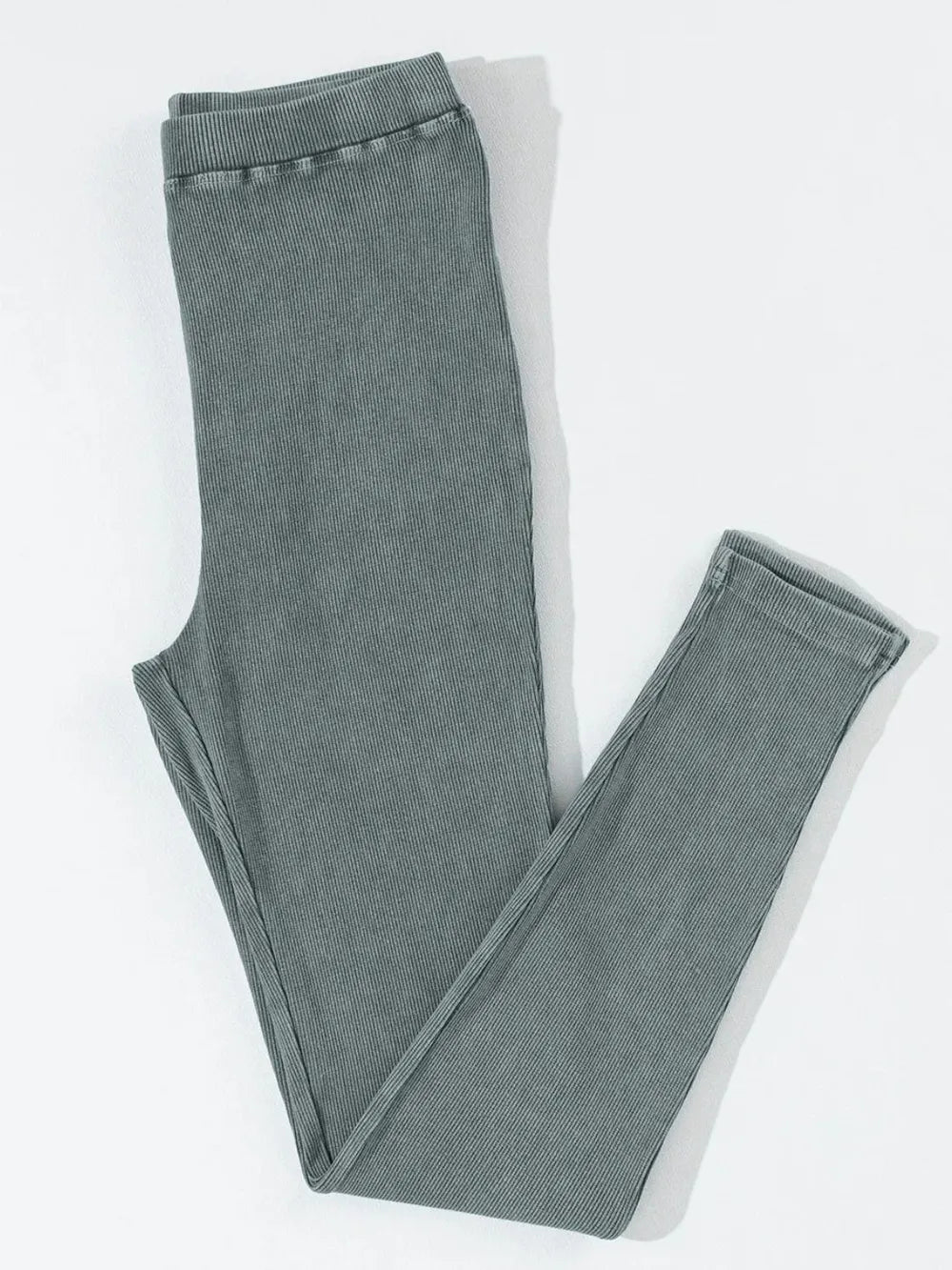 Ribbed cotton leggings with elastic waistband