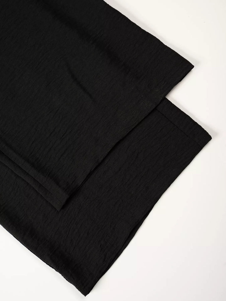 Linen-look drawstring wide-leg pants with side pockets