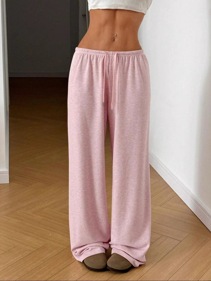Wide-leg drawstring lounge pants in jersey knit