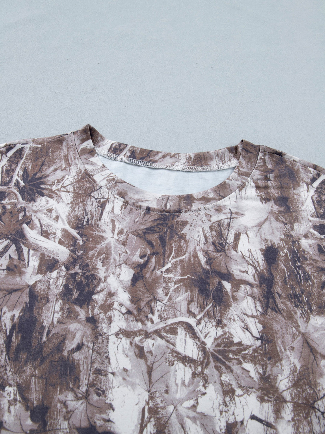 Woodland camouflage print drop shoulder tunic tee