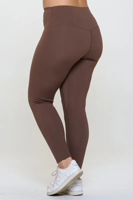 Fleece-lined high-waisted leggings with wide waistband
