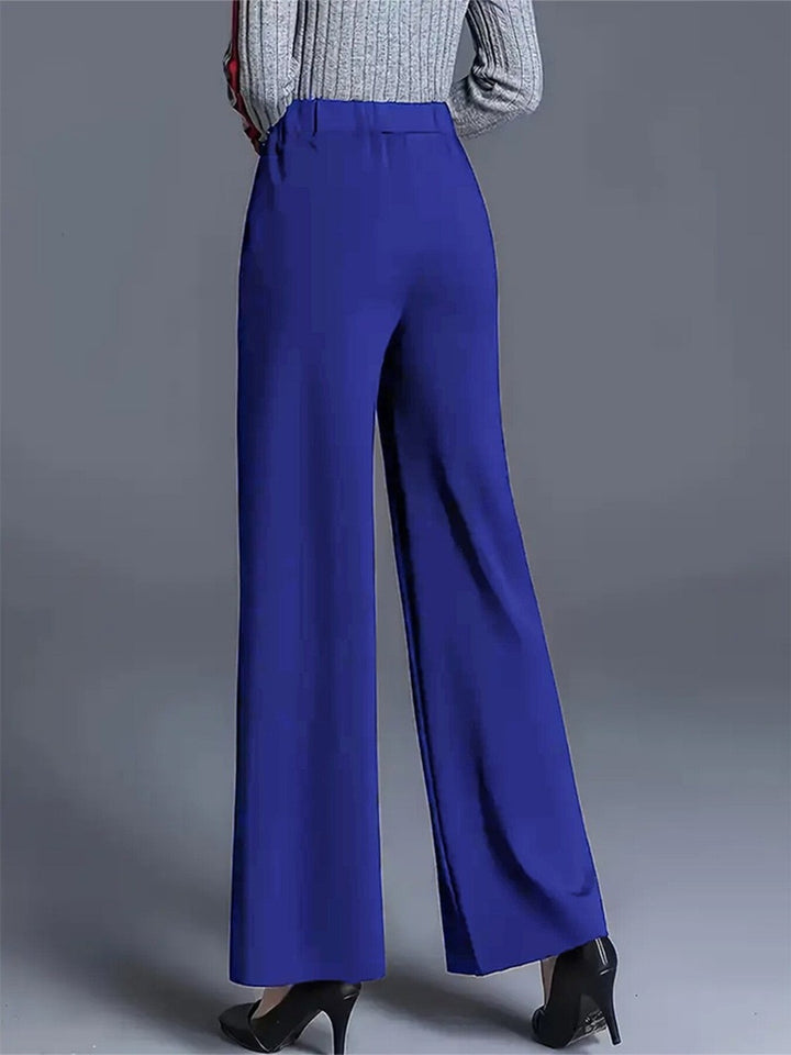 High-waisted wide-leg pintuck pants with pockets