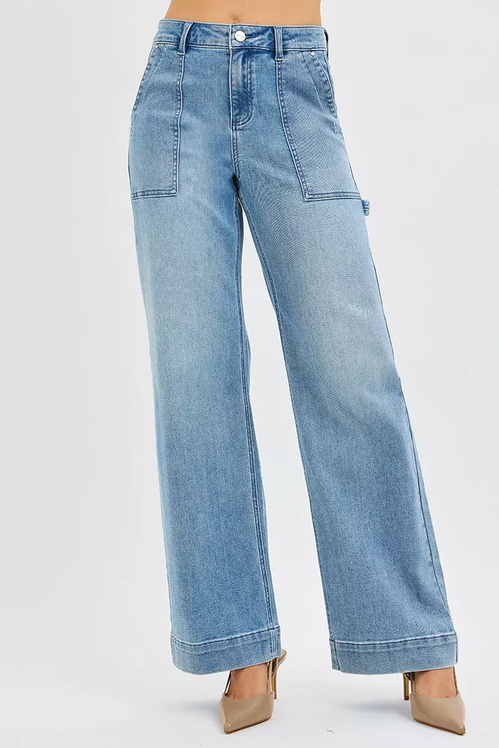 MEDIUM High-rise wide-leg jeans with utility patch pockets