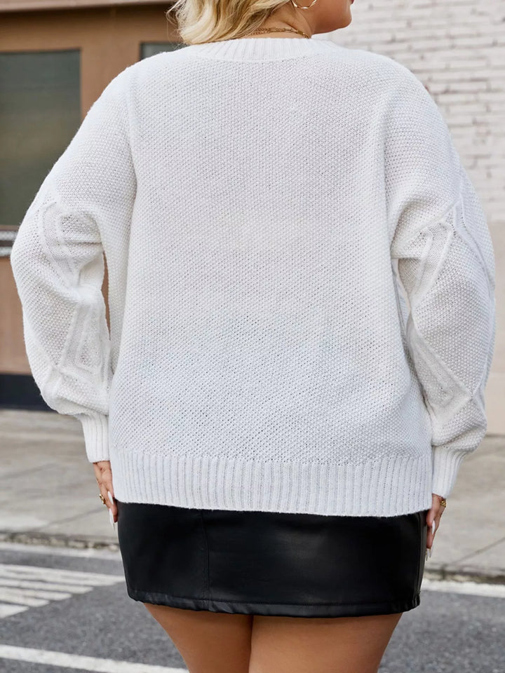 Diamond texture knit crew neck sweater with drop shoulders