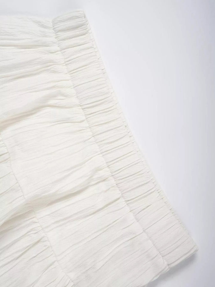 Tiered ruched maxi skirt with elastic waist