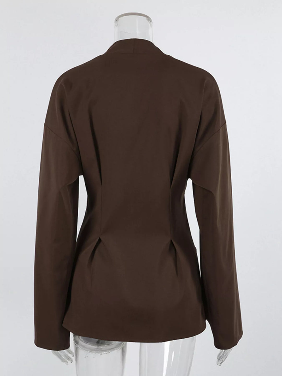 Button-front cinched-waist jacket with flared cuffs