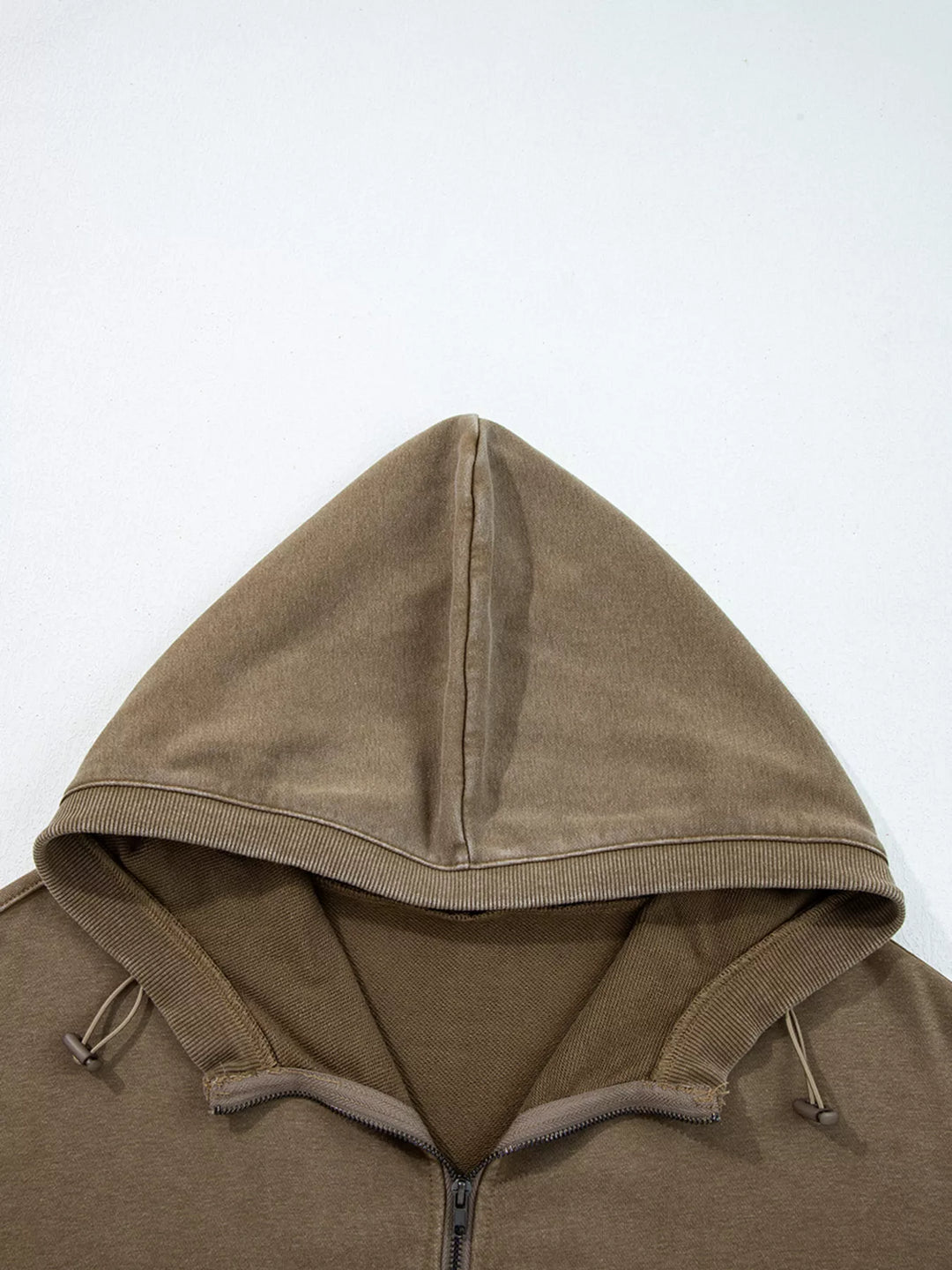 Mineral wash half-zip baggy hoodie with kangaroo pocket