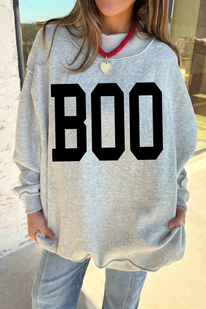 Bat print mock neck oversized Halloween sweatshirt