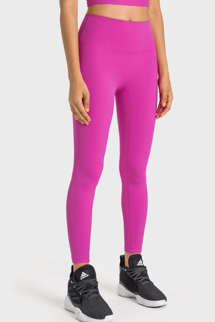 Hot Pink High-rise wide waistband ankle-length yoga leggings