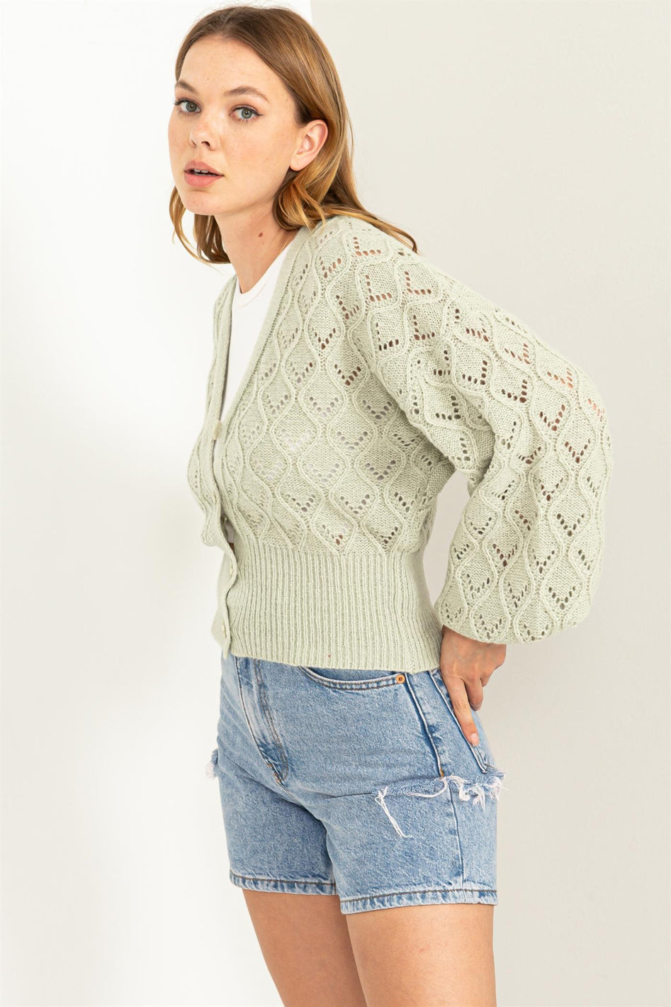 Days Together Pointelle Sweater Cardigan - Azoroh