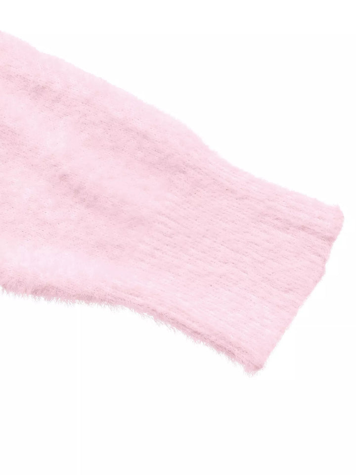 Fuzzy eyelash knit off-shoulder pullover sweater