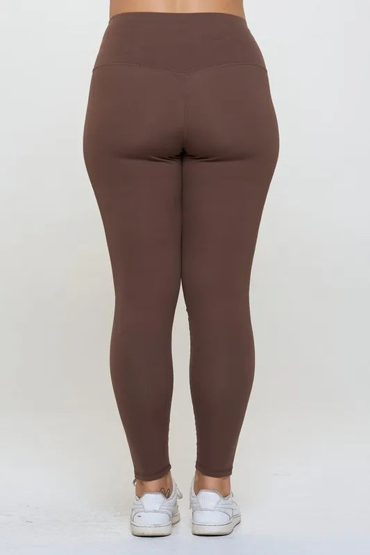 Fleece-lined high-waisted leggings with wide waistband