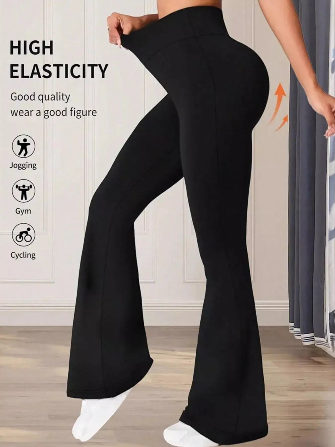 High-rise slim flare pants with side pockets