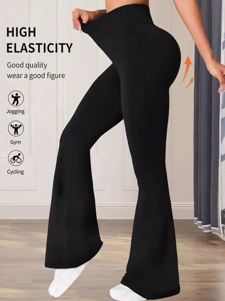 High-rise slim flare pants with side pockets