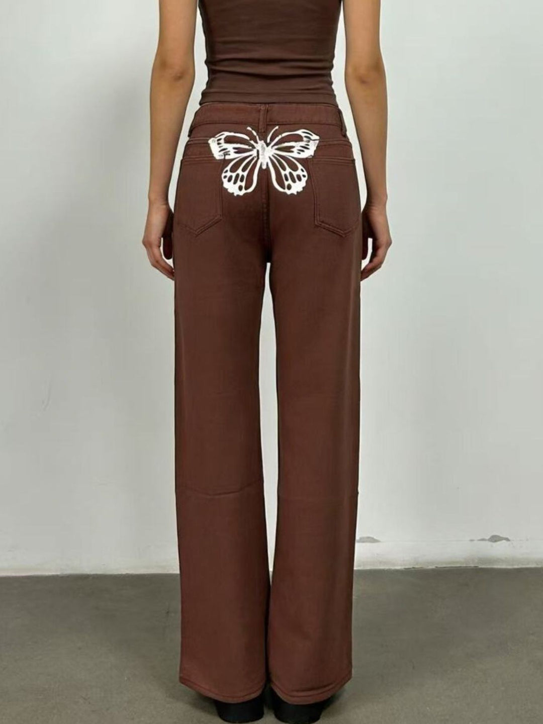 High-rise wide-leg jeans with butterfly back detail