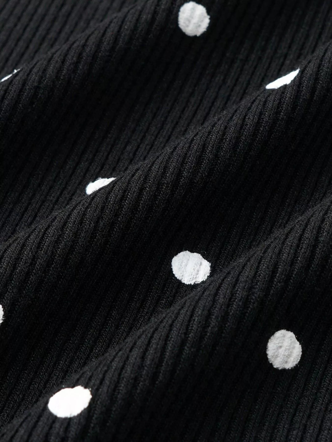 Polka dot ribbed knit button-down cardigan