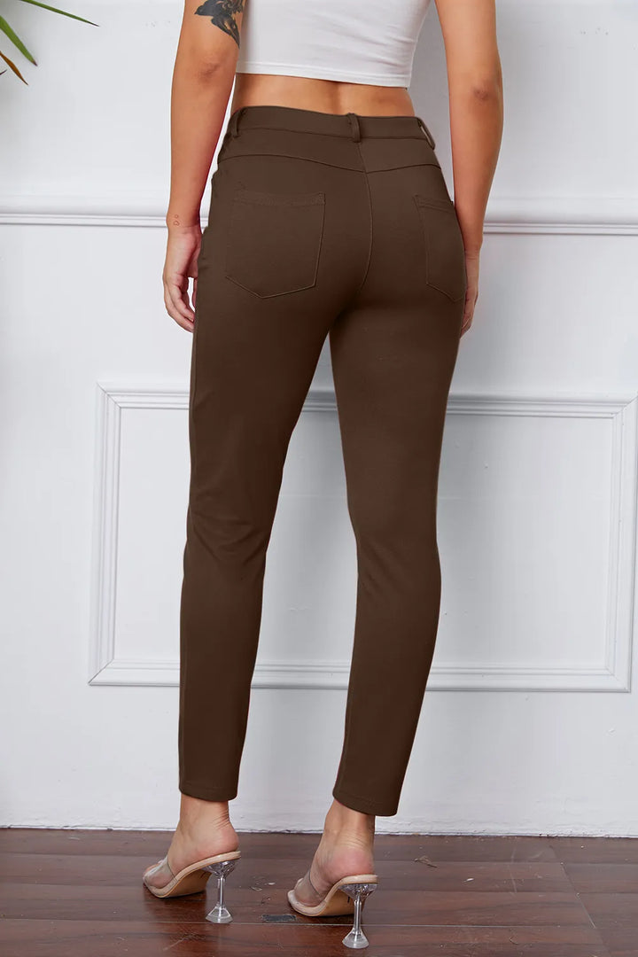 Slim-fit stretch ankle pants with five-pocket styling