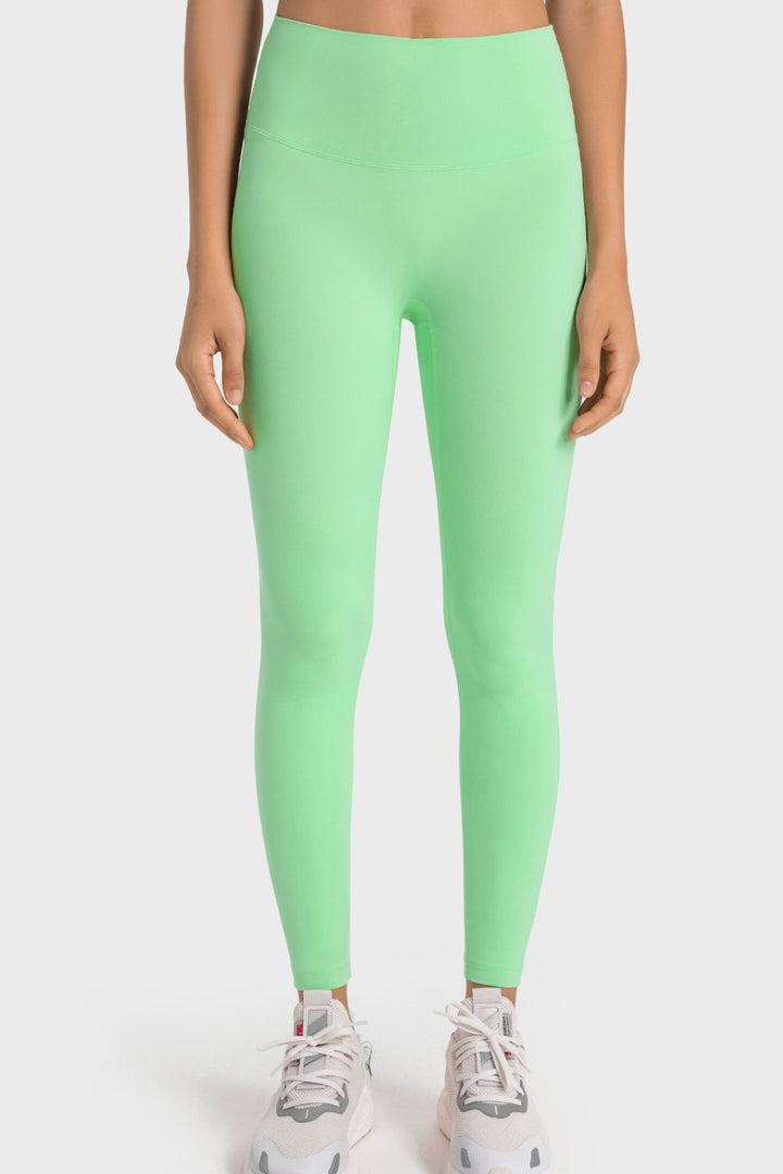 Gum Leaf High-rise wide waistband ankle-length yoga leggings