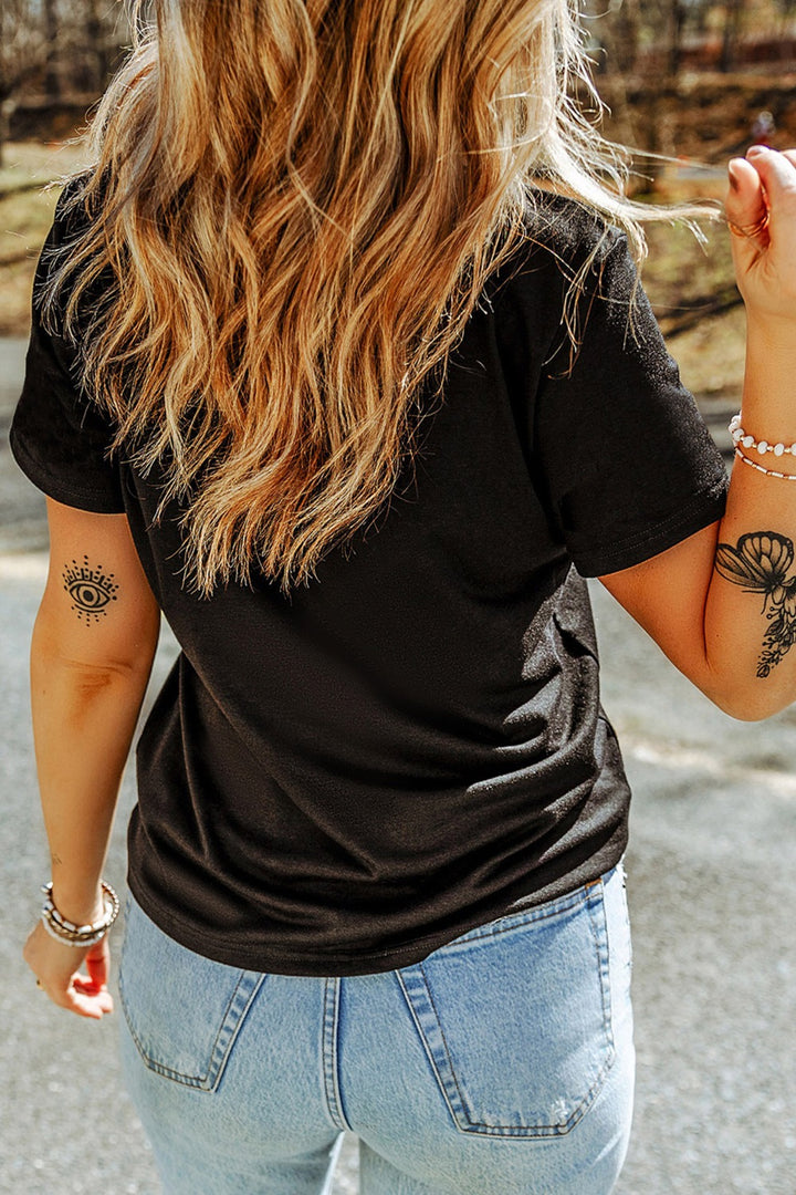 Distressed baseball heart graphic short sleeve tee