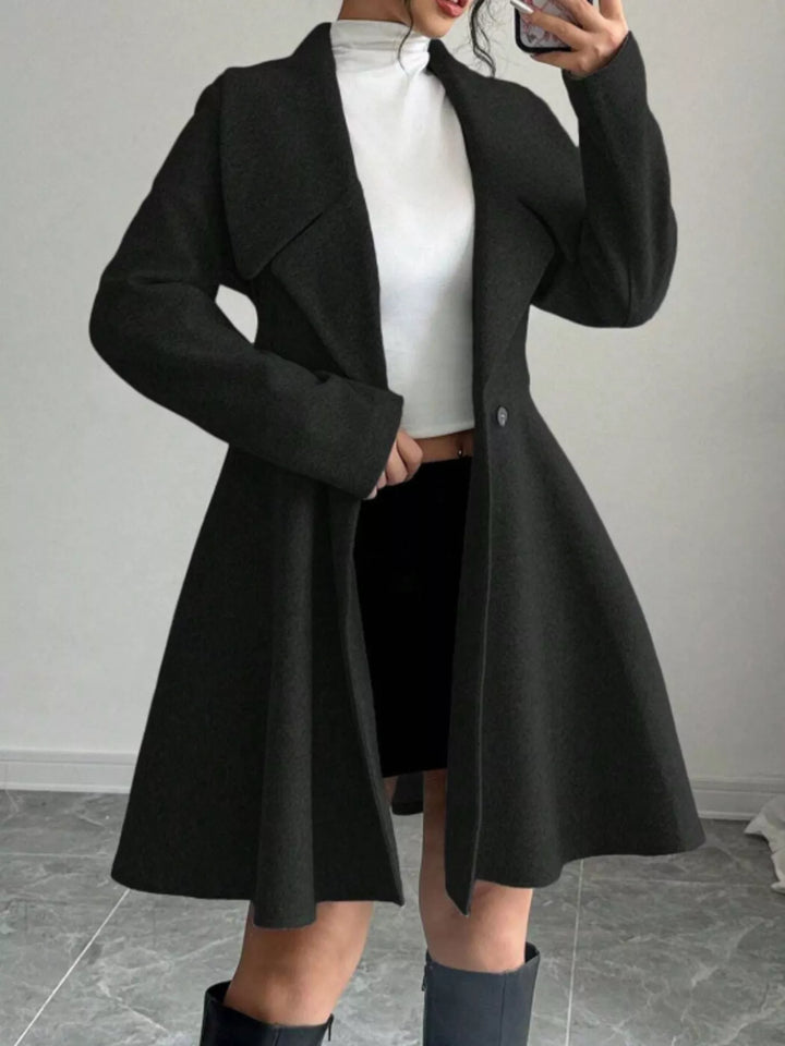 Double-breasted notch lapel fit and flare coat