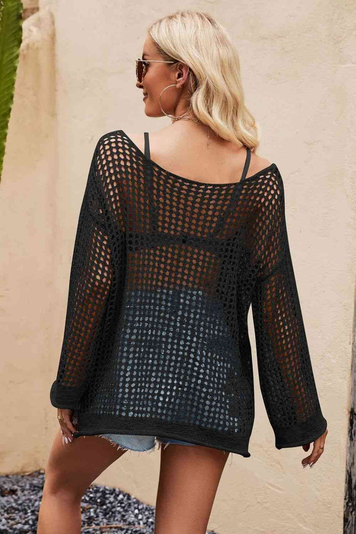 Natty Bohemian Crochet Off-Shoulder Beach Cover-up