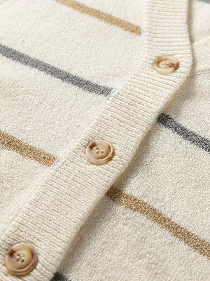 Striped V-neck button-front knit sweater vest
