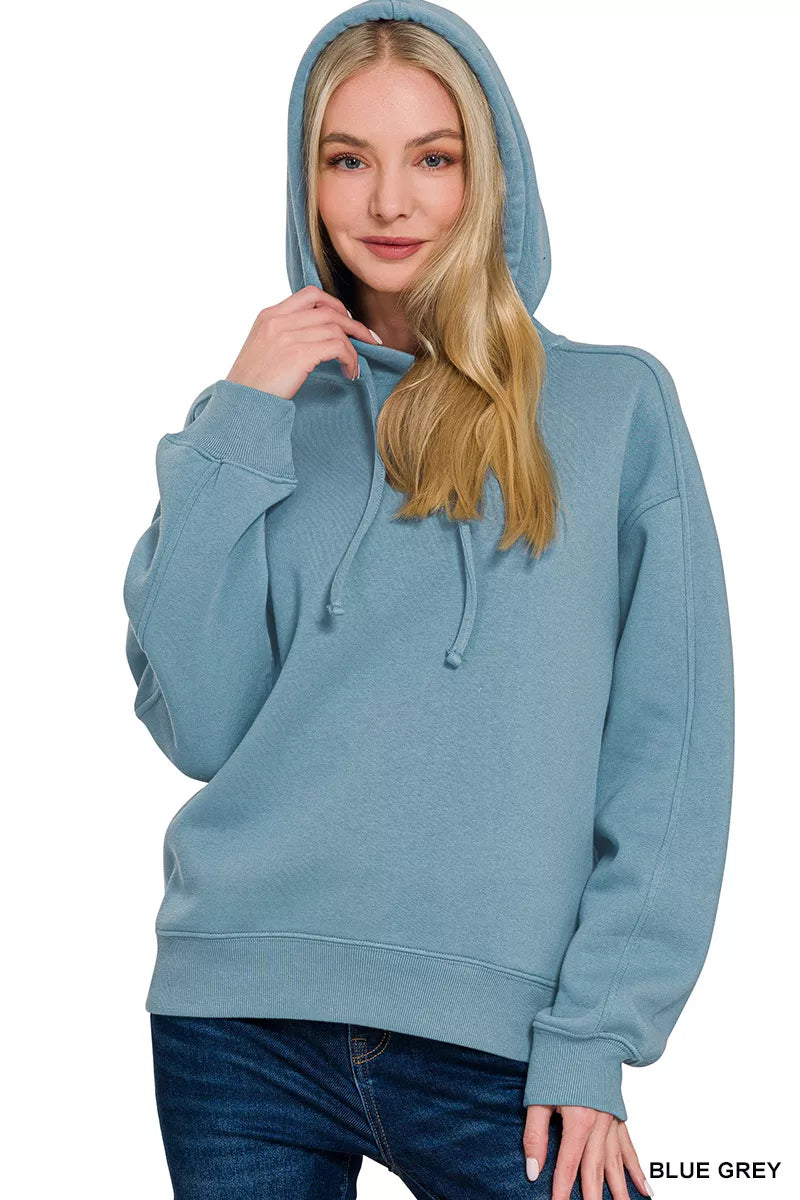 Relaxed-fit fleece pullover hoodie with drawstring hood