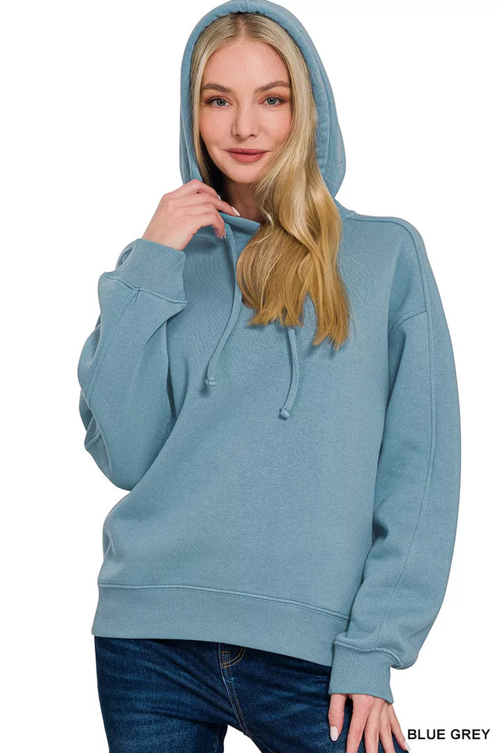 Relaxed-fit fleece pullover hoodie with drawstring hood