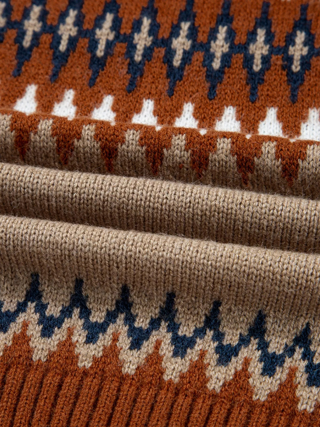 Fair Isle geometric knit crew neck sweater