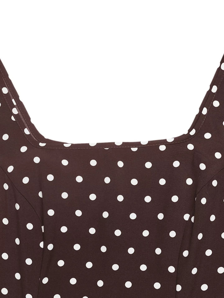 Sleeveless polka dot square-neck maxi dress
