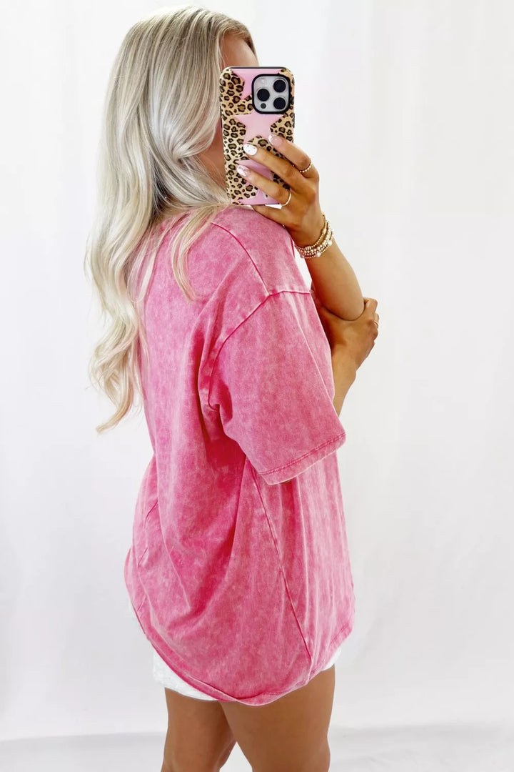 Mineral washed oversized drop-shoulder cotton tee